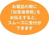お電話の際に「如意接骨院」をお伝えすると、スムーズに受付ができます